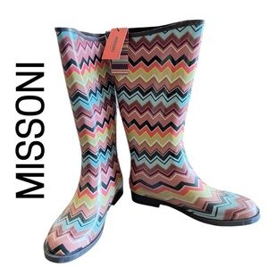 Missoni Colorful Zigzag Pattern Rain Boots